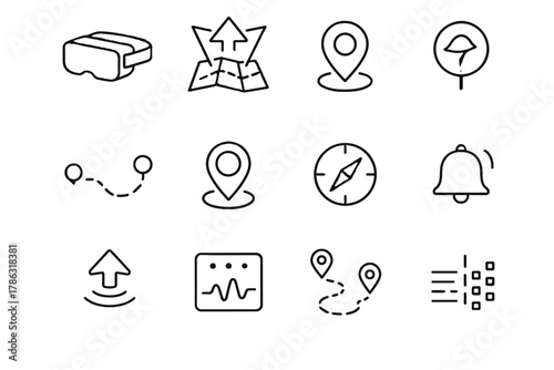 Stream marker reality line icon waypoint vector augmented ar floating sensor icons