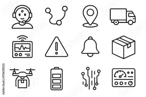 Stream ai dispatch dispatcher route line vector panel truck box icon virtual