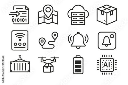 Ai icon delivery indicator vector icons notification module sensor cargo virtual shipment