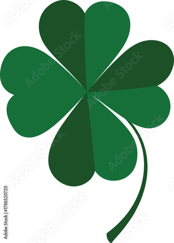 Green four-leaf clover on white background shamrock luck