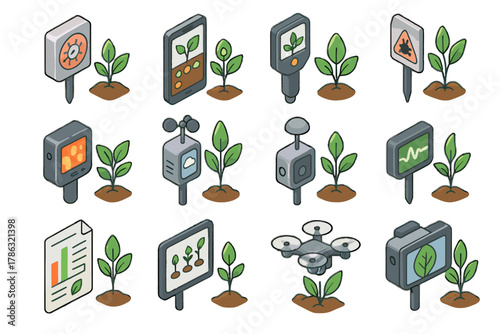 Remote stress scanner crop vector visual thermal icon detector health module alert