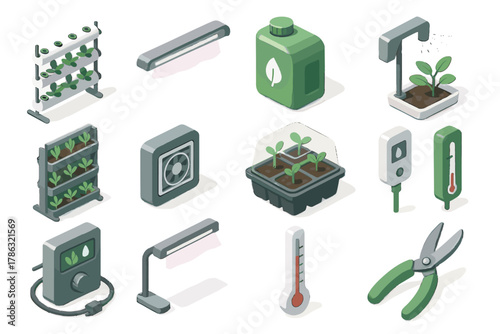 Vent indoor ventilation kit garden water icon pump bar plant humidity vector