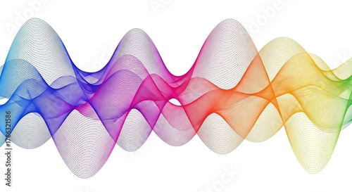 Abstract colourfull wavy lines graph isolated on white background