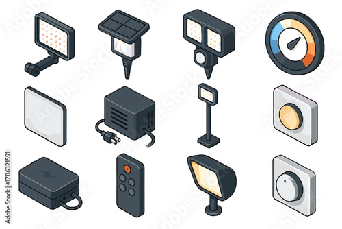 Color stand reflective garden dial vertical led light adjustable vector motion icon