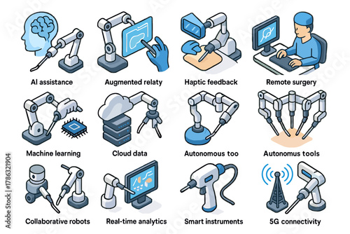 Remote icon robotic connectivity feedback learning future assistance analytics instruments vector augmented