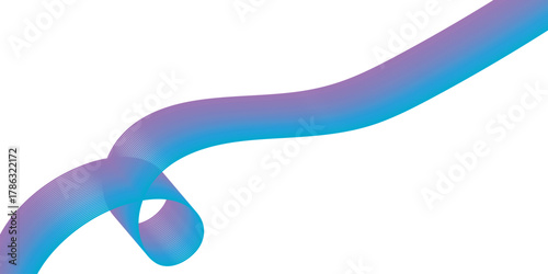 Abstract flowing gradient wave form, blue to purple, modern art isolated on white background