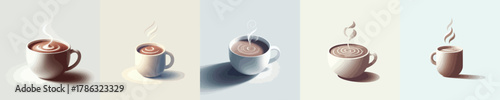 Hot Chocolate Cup with Heart-Shaped Steam, Symbol of Warmth in Winter. Vektor, design, minimalist, illustrations, set icon
