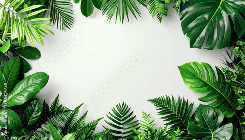 Tropical green leaves background