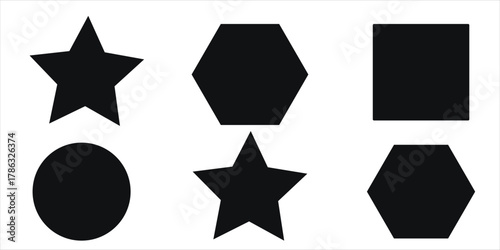 Printquadrangle, pentagon, hexagon, octagon icon. vector geometry pentagonal, hexagonal, octagonal polygon. five, six, eight sided polygon lines, vector
