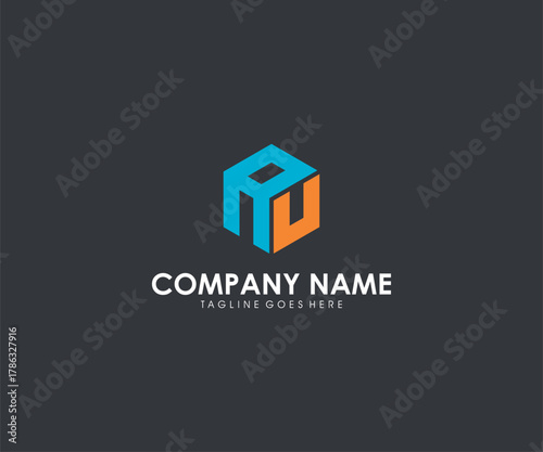 Abstract geometric logo featuring the initials 'PU' in a hexagon shape, representing a business identity