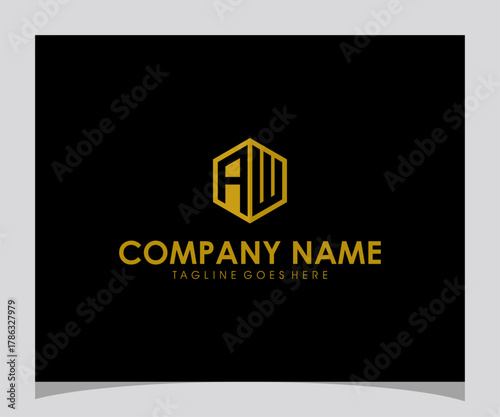 Modern Hexagonal Logo Design with Monogram AW and Placeholder Company Name and Tagline