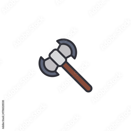 Battle axe, medieval weapon, combat tool, fantasy warfare illustration.