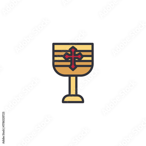 Chalice or goblet, royal drinkware, medieval ceremonial object illustration.