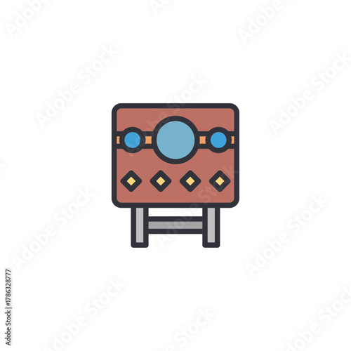 Treasure chest, medieval wealth, fantasy loot, wooden box illustration.