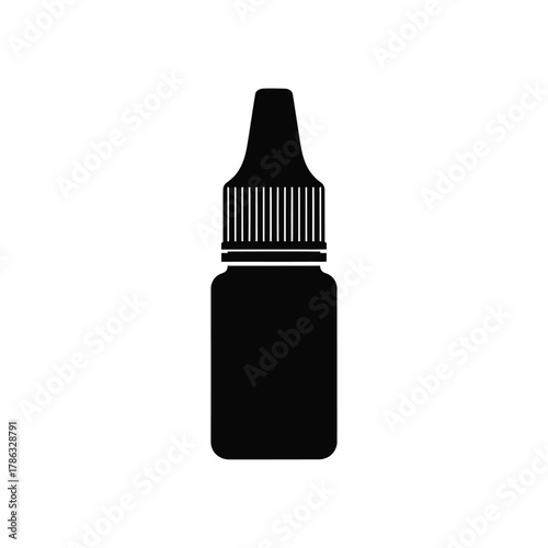 Black dropper bottle silhouette on white background