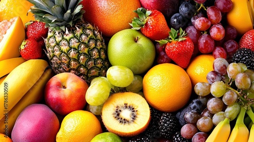 A close up of a bunch of different types of fruits