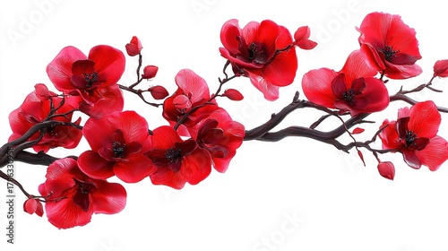 A bunch of red flowers on a white background