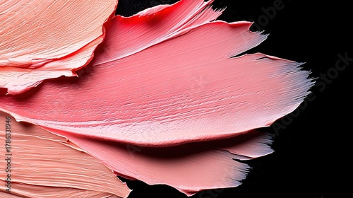 A close up of a pink lipstick on a black background