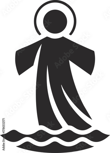 Jesus Christ Walking on Water vector Illustration
