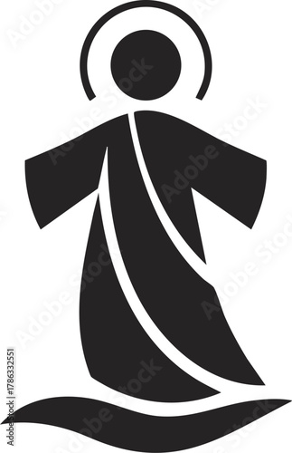 Jesus Christ Walking on Water vector Illustration