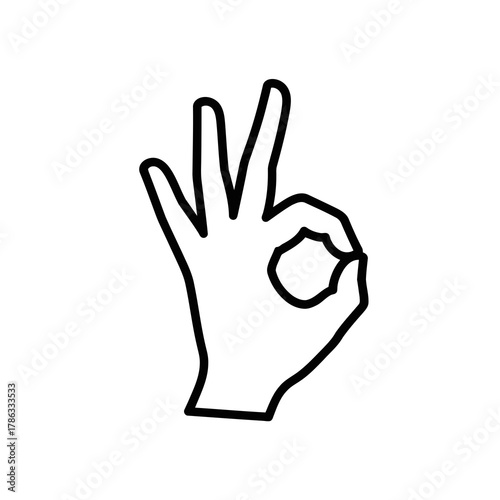 Vector illustration of hand showing okay gesture icon