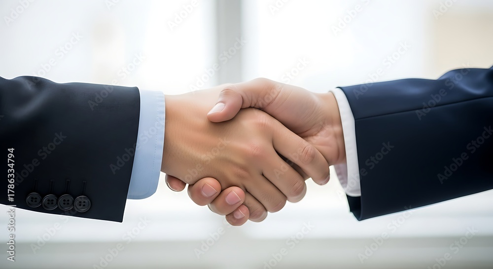 Obraz premium business handshake agreement between businessmen and partners