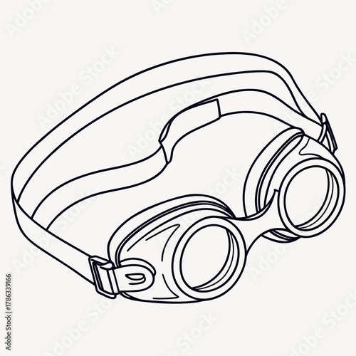 Vintage Goggles Line Art Drawing Isolated Object retro steampunk