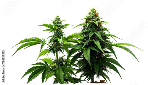 Two variations of cannabis plant isolated on transparent background