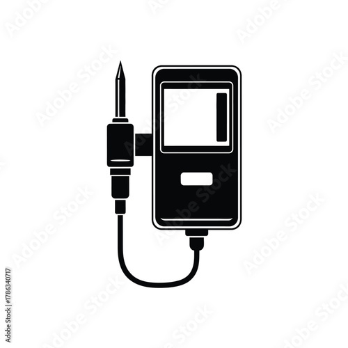 Black icon of a digital thermometer with probe medical