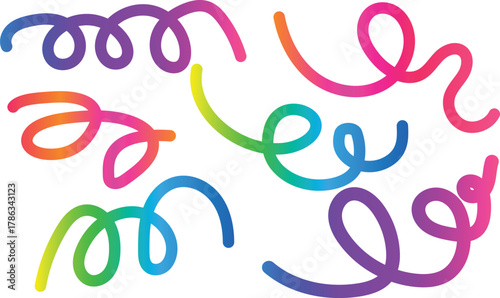 Colorful Gradient Swirls and Curls on White Background abstract bright