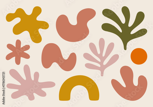 Abstract Organic Shapes in Earthy Tones on Cream Background