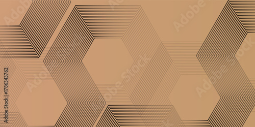 elegant gold glowing Hexagon with lighting effect sparkle on black modern simple art nice