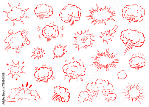 Red Comic Book Style Explosion and Speech Bubble Icons