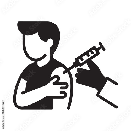 Person receiving a vaccination injection in the arm