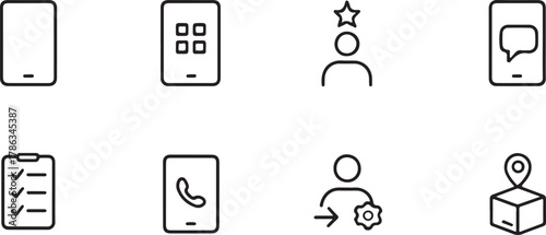 Data Storage, Cloud Computing, and Digital Security Line Icons Set