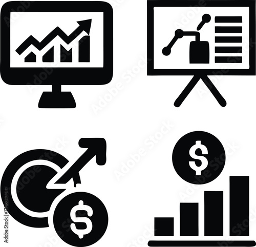 A collection of minimalist icons representing education and learning concepts isolated on white background.