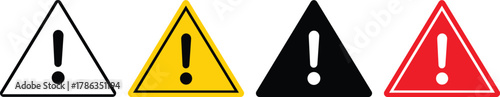 Set of danger triangle vector icon, caution, warning icon, exclamation marks, attention, error. Vector Illustration !