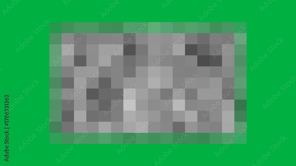 Rectangle censored pixel blur overlay seamless loop animation on green ...