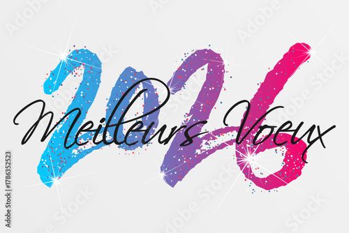 Bonne année - meilleurs vœux 2026 - vecteur pour affiche bannière salutation et célébration du nouvel an 2026.