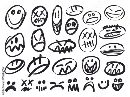 Grunge marker art with faces