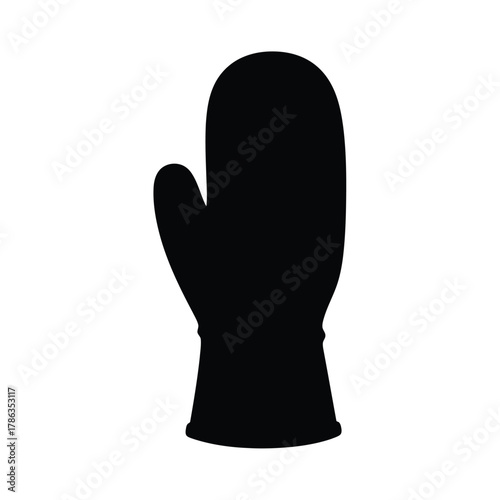 Black oven mitt silhouette on white background glove
