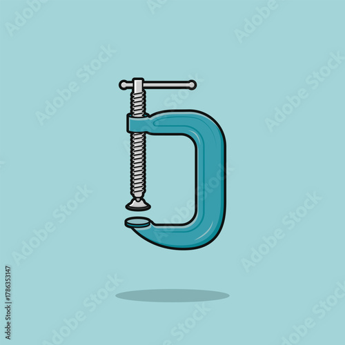blue c clamp simple vector illustration