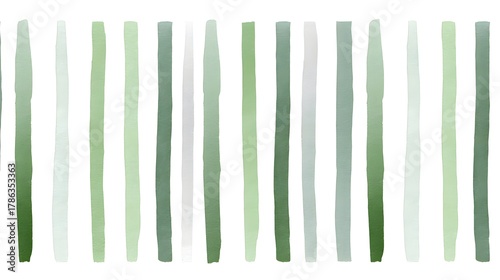 Abstract background featuring a repeating pattern of uneven hand painted vertical brushstrokes in a palette of muted greens and soft grey hues suitable for modern designs