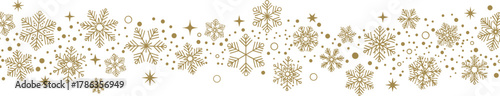 Elegant Gold Snowflake Border Design for Winter and Christmas Themes
