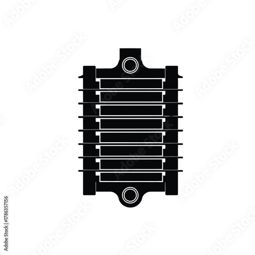 Black radiator icon on white background heat heating