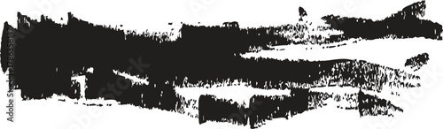 “Black grunge brush stroke texture isolated on white background. Abstract ink splash for artistic design and creative digital art. Rough paint stroke element for modern graphics.”