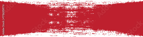 “Red paint brush stroke texture on white background. Grunge abstract acrylic smear for creative design or banner. Artistic brush mark for modern art and decoration use.”