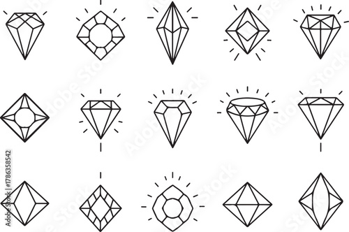 set of diamond icons and shapes vector