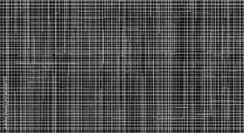 Abstract black background with fine white horizontal and vertical lines creating a grunge grid or scratched texture.