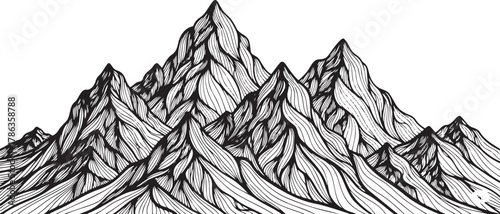 Abstract Geometric Mountain Range with Detailed Hand-Drawn Texture